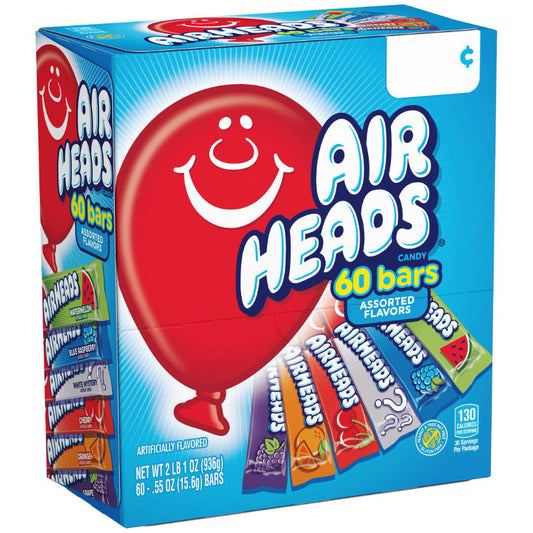 Airheads Bars Assorted 60 Pack (Single product of 936g)