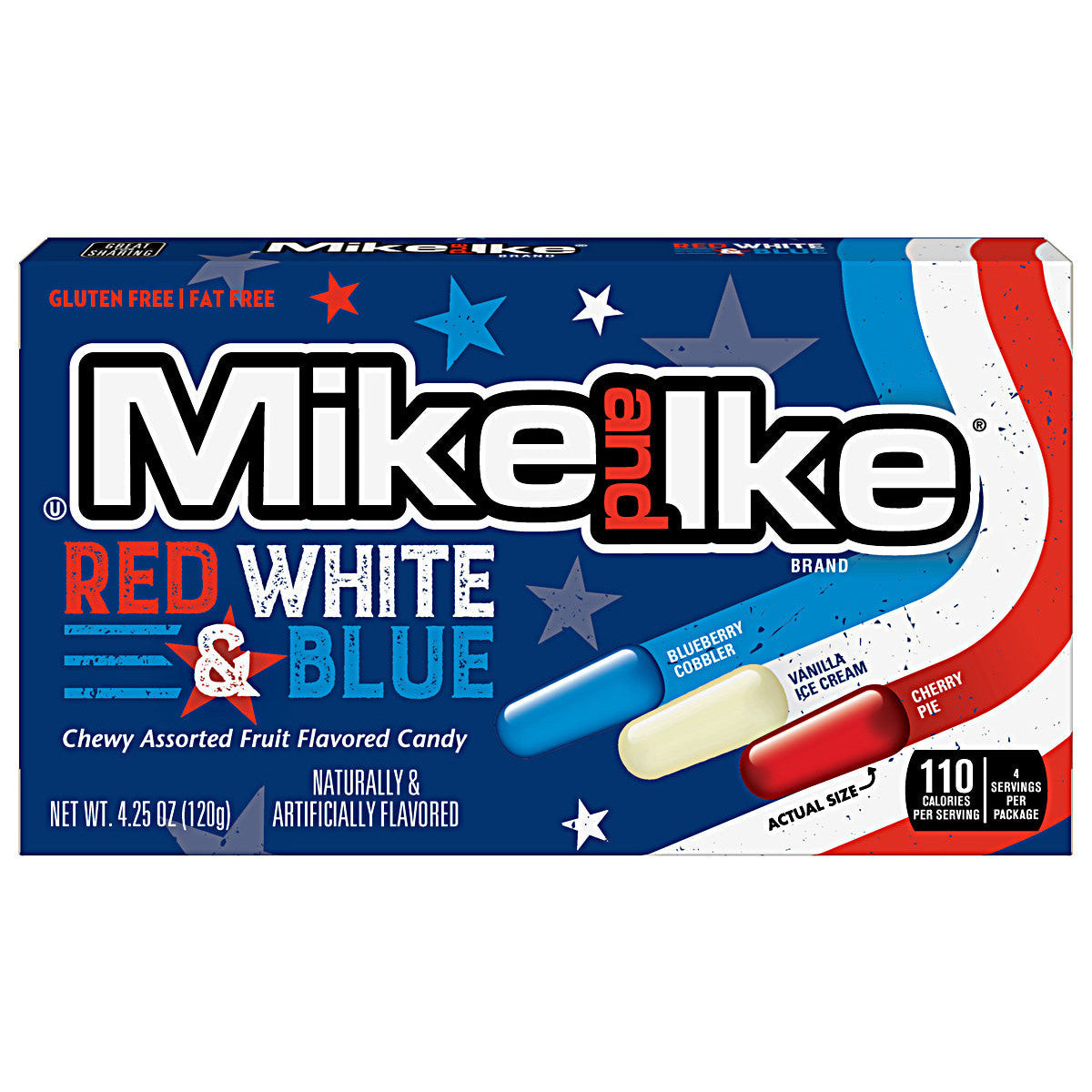 Mike und Ike Rot, Weiß und Blau (12 x 120 g)