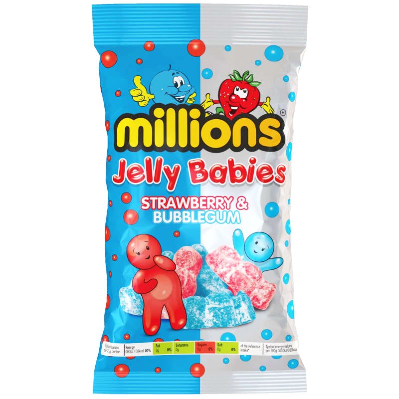 Millions Jelly Babies Erdbeere &amp; Kaugummi (10 x 190 g)